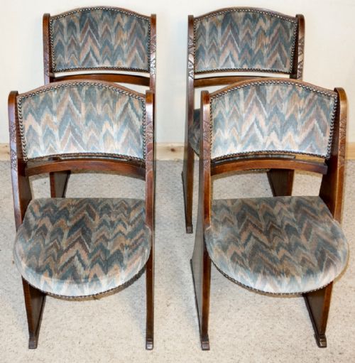 SET OF FOUR OAK ARTS CRAFTS LIBERTY CINEMA CHAIRS - ADDITIONAL PHOTO 2