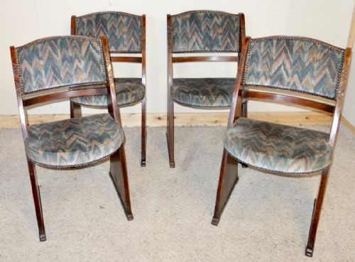 SET OF FOUR OAK ARTS CRAFTS LIBERTY CINEMA CHAIRS - ADDITIONAL PHOTO 3