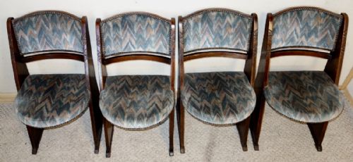 SET OF FOUR OAK ARTS CRAFTS LIBERTY CINEMA CHAIRS - ADDITIONAL PHOTO 4
