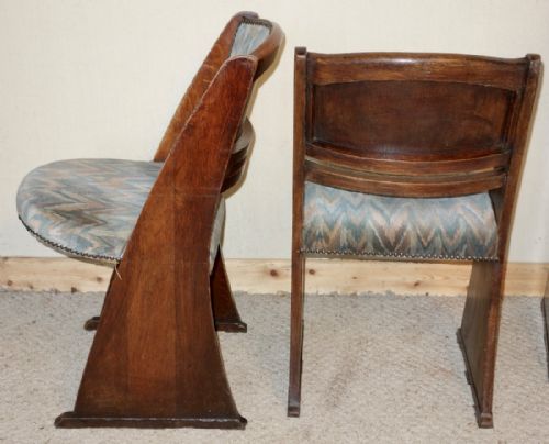 SET OF FOUR OAK ARTS CRAFTS LIBERTY CINEMA CHAIRS - ADDITIONAL PHOTO 5