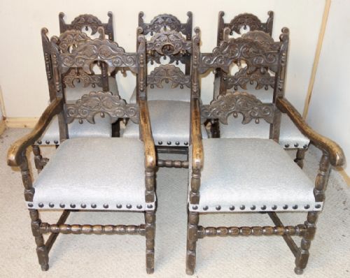 SET OF 8 CARVED OAK DERBYSHIRE CHAIRS - ADDITIONAL PHOTO 2