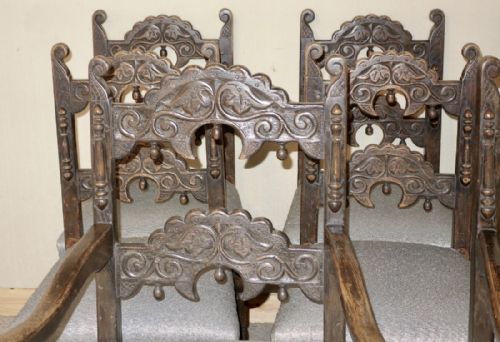 SET OF 8 CARVED OAK DERBYSHIRE CHAIRS - ADDITIONAL PHOTO 3