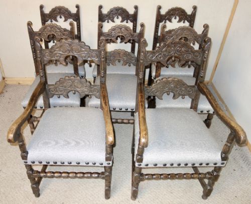 SET OF 8 CARVED OAK DERBYSHIRE CHAIRS - ADDITIONAL PHOTO 4
