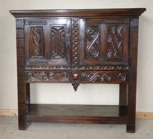 large carved oak hall cupboard - CATEGORY: ANTIQUE CUPBOARDS - DATED 1920