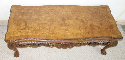 LONGJOHN CARVED WALNUT COFFEE TABLE WITH SLIDES - ADDITIONAL PHOTO 1