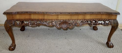 LONGJOHN CARVED WALNUT COFFEE TABLE WITH SLIDES - ADDITIONAL PHOTO 2