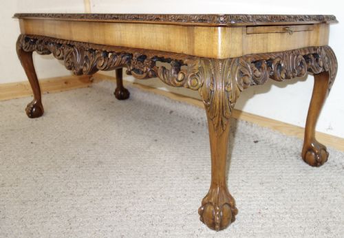 LONGJOHN CARVED WALNUT COFFEE TABLE WITH SLIDES - ADDITIONAL PHOTO 4