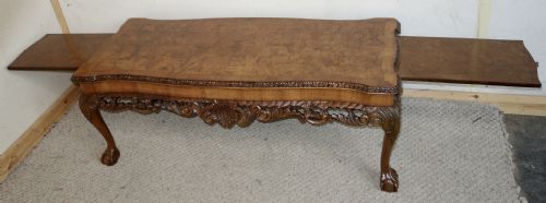 LONGJOHN CARVED WALNUT COFFEE TABLE WITH SLIDES - ADDITIONAL PHOTO 7
