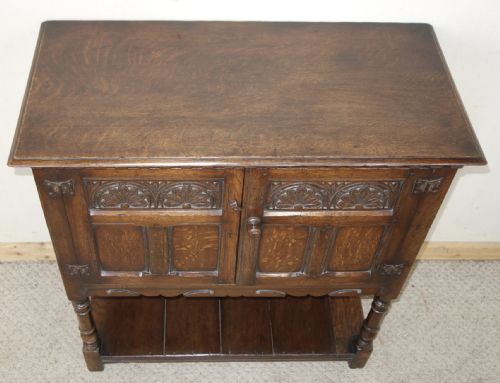 CARVED DISTRESSED IPSWICH OAK CUPBOARD - ADDITIONAL PHOTO 3