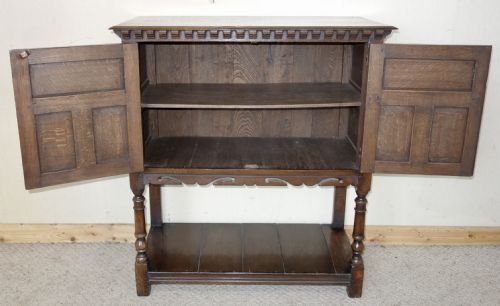 CARVED DISTRESSED IPSWICH OAK CUPBOARD - ADDITIONAL PHOTO 5