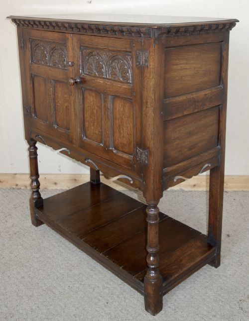 CARVED DISTRESSED IPSWICH OAK CUPBOARD - ADDITIONAL PHOTO 6