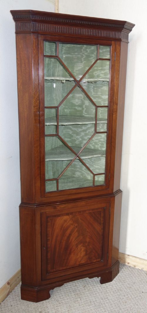 edwardian mahogany corner cabinet - CATEGORY: ANTIQUE CABINETS - DATED EDWARDIAN