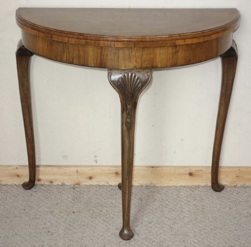 WALNUT DEMILUNE CARD TABLE - ADDITIONAL PHOTO 1