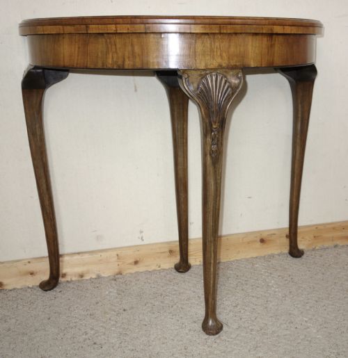WALNUT DEMILUNE CARD TABLE - ADDITIONAL PHOTO 3