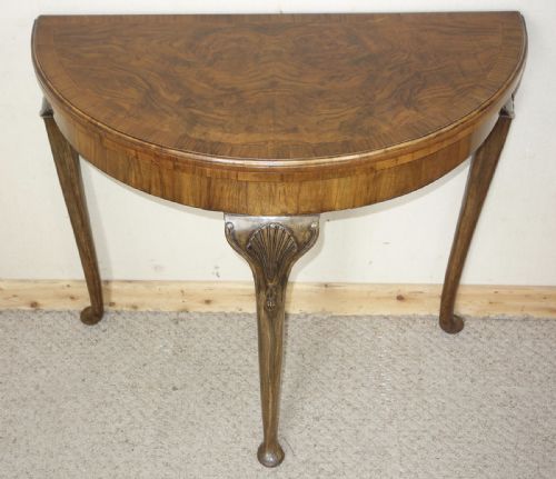 WALNUT DEMILUNE CARD TABLE - ADDITIONAL PHOTO 4