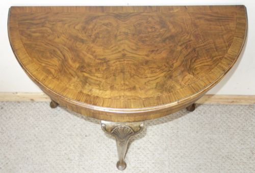 WALNUT DEMILUNE CARD TABLE - ADDITIONAL PHOTO 5