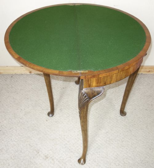 WALNUT DEMILUNE CARD TABLE - ADDITIONAL PHOTO 6