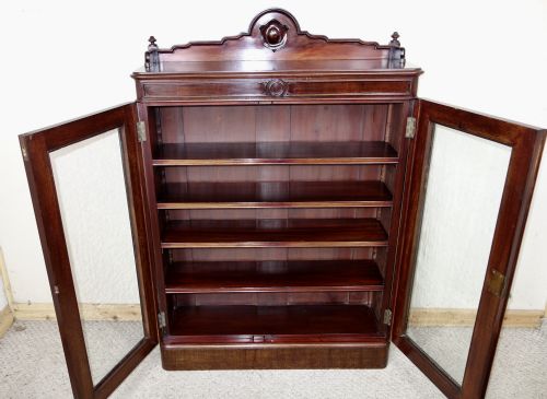 MAHOGANY VICTORIAN GLAZED BOOKCASE - ADDITIONAL PHOTO 5