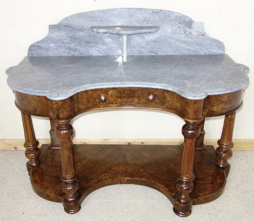 VICTORIAN MARBLETOP BURR WALNUT WASHSTAND - ADDITIONAL PHOTO 1