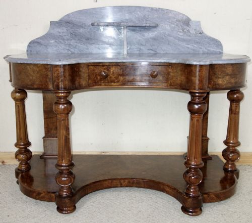 VICTORIAN MARBLETOP BURR WALNUT WASHSTAND - ADDITIONAL PHOTO 2