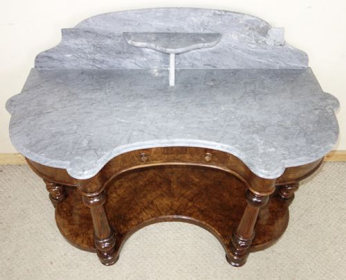 VICTORIAN MARBLETOP BURR WALNUT WASHSTAND - ADDITIONAL PHOTO 4