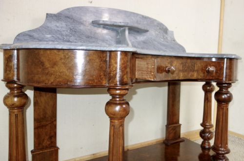 VICTORIAN MARBLETOP BURR WALNUT WASHSTAND - ADDITIONAL PHOTO 5