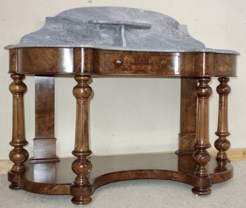 VICTORIAN MARBLETOP BURR WALNUT WASHSTAND - ADDITIONAL PHOTO 6