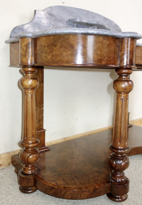 VICTORIAN MARBLETOP BURR WALNUT WASHSTAND - ADDITIONAL PHOTO 7