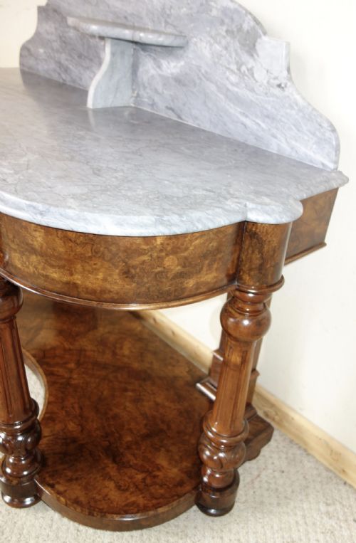 VICTORIAN MARBLETOP BURR WALNUT WASHSTAND - ADDITIONAL PHOTO 8