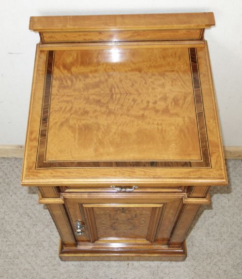 SATINWOOD EDWARDIAN MARQUETRY BEDSIDE CUPBOARD - ADDITIONAL PHOTO 3