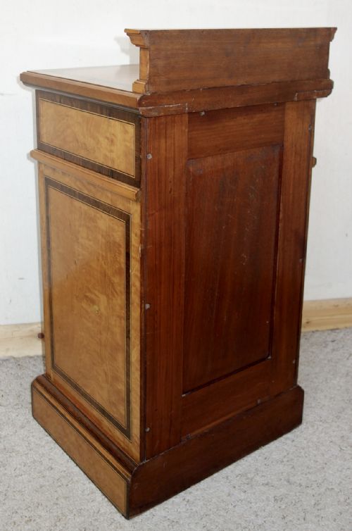 SATINWOOD EDWARDIAN MARQUETRY BEDSIDE CUPBOARD - ADDITIONAL PHOTO 9