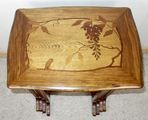 FRENCH ART NOUVEAU GALL INSPIRED NEST OF FOUR TABLES - ADDITIONAL PHOTO 1