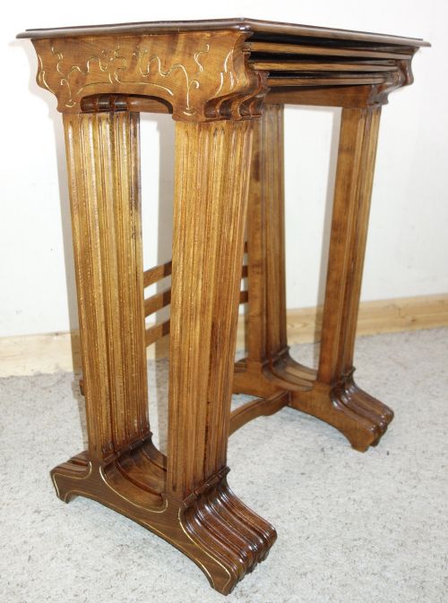FRENCH ART NOUVEAU GALL INSPIRED NEST OF FOUR TABLES - ADDITIONAL PHOTO 3