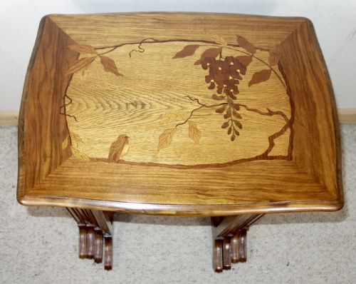 FRENCH ART NOUVEAU GALL INSPIRED NEST OF FOUR TABLES - ADDITIONAL PHOTO 6