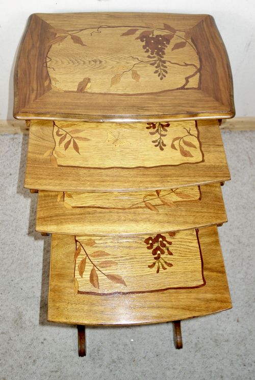 FRENCH ART NOUVEAU GALL INSPIRED NEST OF FOUR TABLES - ADDITIONAL PHOTO 8