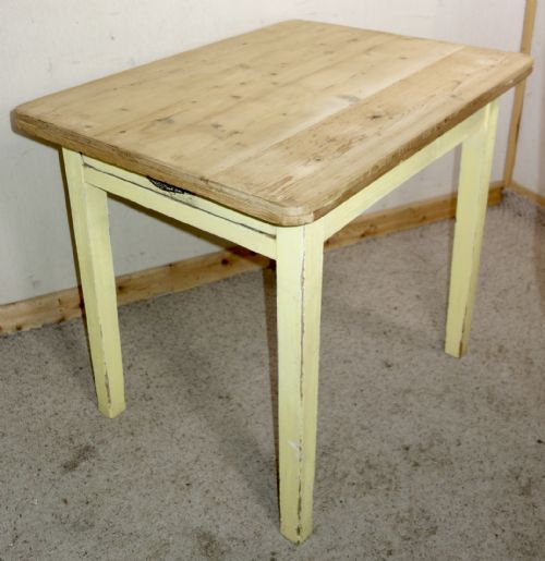 PAINTED PINE KITCHEN TABLE WITH DRAWER - ADDITIONAL PHOTO 1
