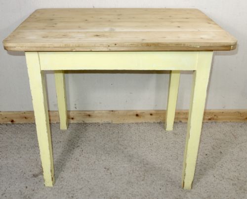 PAINTED PINE KITCHEN TABLE WITH DRAWER - ADDITIONAL PHOTO 3