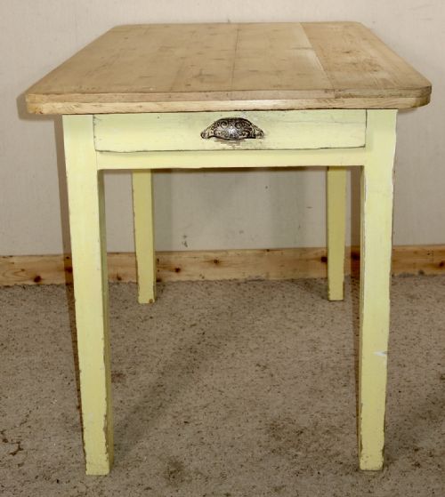PAINTED PINE KITCHEN TABLE WITH DRAWER - ADDITIONAL PHOTO 8