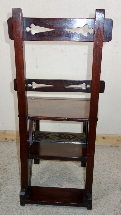 METAMORPHIC VICTORIAN MAHOGANY LIBRARY CHAIR STEPS - ADDITIONAL PHOTO 7