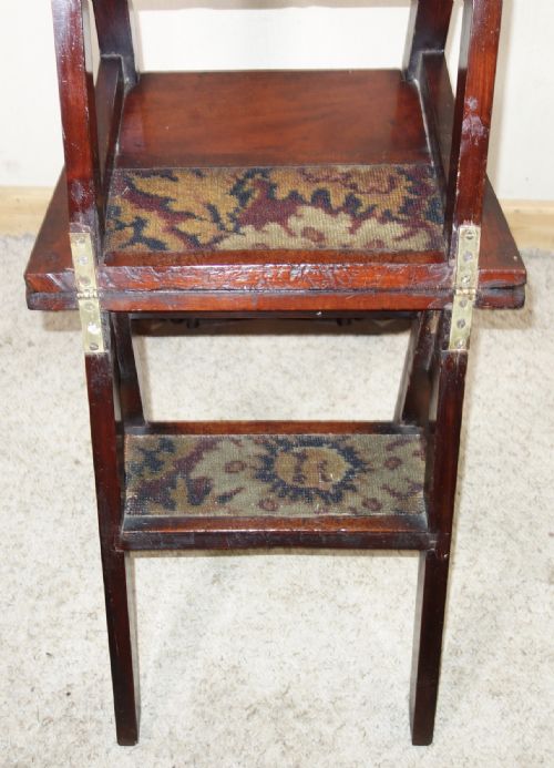 METAMORPHIC VICTORIAN MAHOGANY LIBRARY CHAIR STEPS - ADDITIONAL PHOTO 10