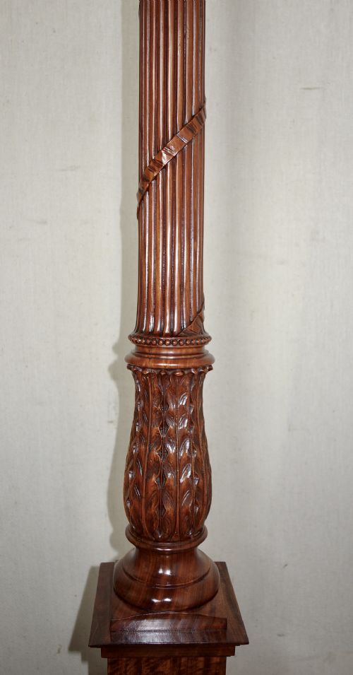 EDWARDIAN SATINWOOD INLAY LAMP STANDARD - ADDITIONAL PHOTO 4