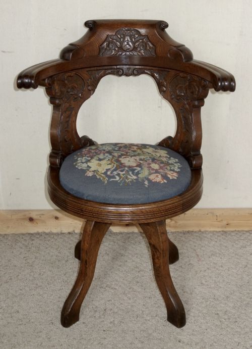 edwardian oak swivel desk chair - CATEGORY: ANTIQUE CHAIRS - DATED EDWARDIAN