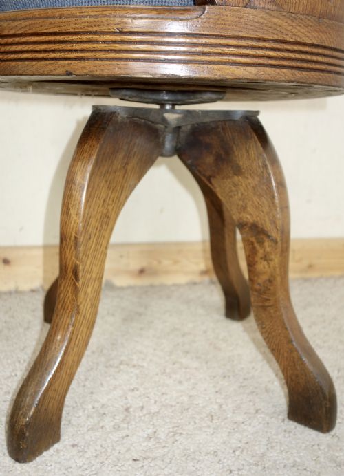 EDWARDIAN OAK SWIVEL DESK CHAIR - ADDITIONAL PHOTO 7