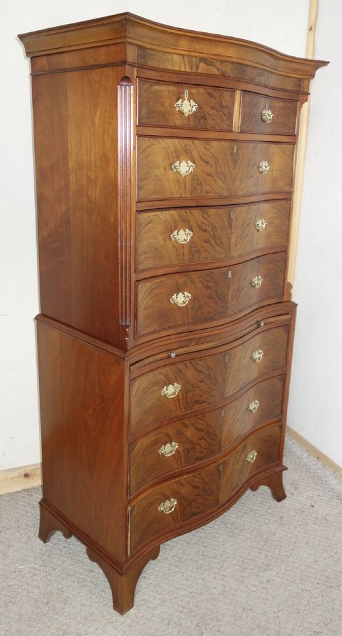 WALNUT CHEST ON CHEST OF DRAWERS - ADDITIONAL PHOTO 7