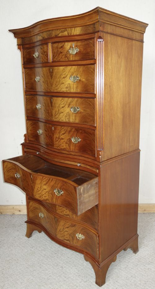 WALNUT CHEST ON CHEST OF DRAWERS - ADDITIONAL PHOTO 9