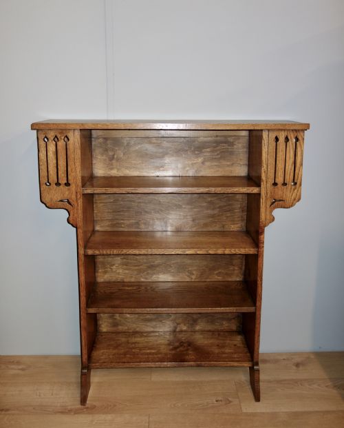 oak arts crafts open bookcase - CATEGORY: ANTIQUE BOOKCASES - DATED 1920