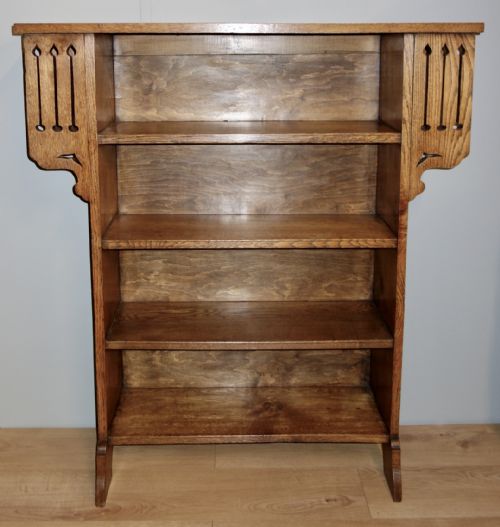OAK ARTS CRAFTS OPEN BOOKCASE - ADDITIONAL PHOTO 5