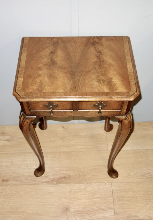 SMALL WALNUT SIDE TABLE WITH DRAWER - ADDITIONAL PHOTO 2