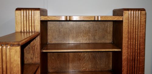 MULTISIDED OAK ART DECO OPEN BOOKCASE - ADDITIONAL PHOTO 1