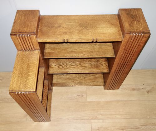 MULTISIDED OAK ART DECO OPEN BOOKCASE - ADDITIONAL PHOTO 3